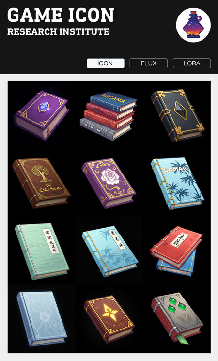 Game icon research_book_Lora Flux1.0