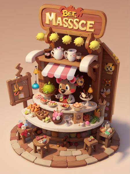 masterpiece,best quality,toon,pixar style,simple design,mini sence, animal crossing, 
Mocha and Blush, Waiter/Waitress, <lora:toon:0.8>