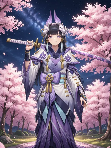 Monster Hunter (XX) - Violet Mizutsune Armor - Sword Master (陰陽ノ者 - ミツネ装備) illuXL - v1.0