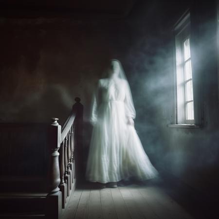 highly detailed candid photo of ghost:1.3,

((transparent)), ((blurry)),  looking at viewer, veil, standing, white dress, ((night)), darkness, inside a medieval house, 8k, depth of field,


masterpiece, best quality:1.1, 

god rays:1.3, night:1.3, pitch black:1.2,
ultra photoreal, photorealistic:1.0, sharp focus:1.1, 
depth of field:1.1, 

50mm, style of Nathan Wirth, Hasselblad X1D II, Porta 160,
