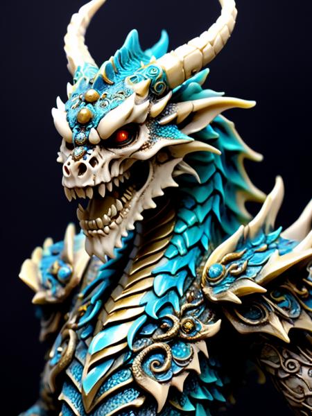 female mythical dragon , upper body, masterpiece, perfect face, intricate details, horror theme, epoxy_skull <lora:epoxy_skull-sdxl:0.5>