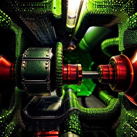 stretch, Sharp image, 4k, 8k, Detailed and Intricate, Cinematic, Dynamic Lighting, 
OverallDetail,  ultra detailed, ultra resolution, vault, no people, fully generated, amazing, beautiful, highest quality, normal situation, detailed technology, machinery, futuristic, perfect, green and black, red perfect, 4k definition,