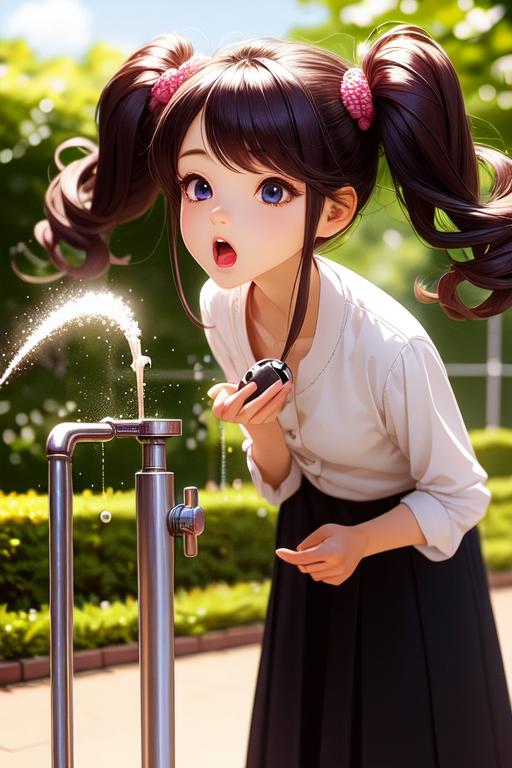 girl like drinking fountain image by ghostpaint