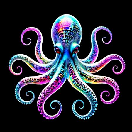 fractangles, <lora:Fractangles_SDXL:0.75> <lora:add-detail-xl:0.8> octopus, made out of fractangles, vibrant colors, neon, vivid colors, masterpiece, extremely detailed, exquisite detail, intricate, ultra-realistic, ultra-detailed, bold outlines