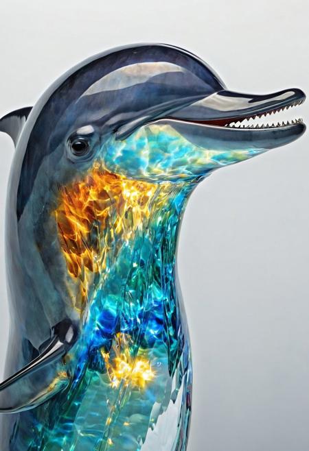 Dolphin breathing fire with its mouth, 
Broken Glass effect, 
no background, 
stunning, 
something that even doesn't exist, 
mythical being, 
energy, 
molecular, 
textures, 
iridescent and luminescent scales, 
breathtaking beauty, 
pure perfection, 
divine presence, 
unforgettable, 
impressive, 
breathtaking beauty, 
Volumetric light, 
auras, 
rays, 
vivid colors reflects