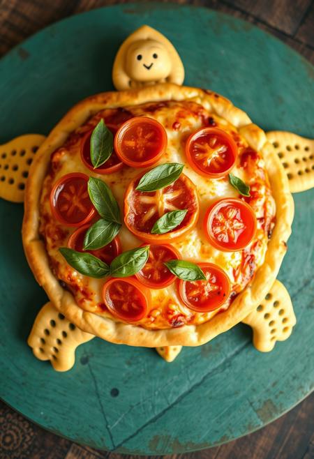 turtle, turtle shell made out of pizza