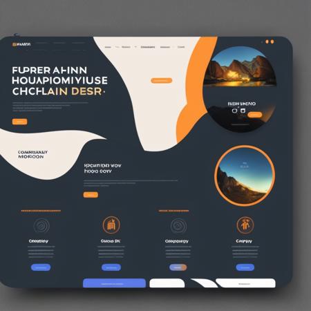 WEBUI design of a landing page for a design company website, UI, UX, Sleek design, Modern, Very detailed, Complimentary colors, 8K