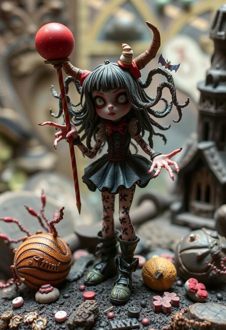 extreme frilled girl bizarre diorama style