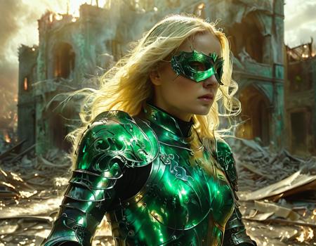 cinematic still an cinematic shot of a beautful female knight, wearing a black eye-mask, long flowing blonde hair, wearing emerald green shiny reflective armor, standing in a street full of destroyed houses, sad, (soul leaving the body, in the style of ethereal light effects:1.2), soul knight, soul effects, souls in background, HD, masterpiece, best quality, hyper detailed, ultra detailed, super realistic, night city, DonMN1gh7XL, DonMN1gh7XL, burnt out car, night, moonlit, hobgoblin, ghostly spectral entity, shadowy, ethereal, shrouded tattered appearance, glowing eye sockets, spectral, haunting otherworldly presence, modern, utopian city, bioluminescence, new media art, crystal, displacement mapping, renderware engine, moody, ink drawing, virtual reality, splendid, absurdres, daring, polyptoton # f/4, shutter speed 1 sec, iso800, white balance fluorescent, exposure compensation "+1.0 ev", aperture priority shooting mode, framing, focus mode manual, partial metering" . emotional, harmonious, vignette, 4k epic detailed, shot on kodak, 35mm photo, sharp focus, high budget, cinemascope, moody, epic, gorgeous, film grain, grainy, an cinematic shot of a beautful female knight, wearing a black eye-mask, long flowing blonde hair, wearing emerald green shiny reflective armor, standing in a street full of destroyed houses, sad, (soul leaving the body, in the style of ethereal light effects:1.2), soul knight, soul effects, souls in background, HD, masterpiece, best quality, hyper detailed, ultra detailed, super realistic, night city, DonMN1gh7XL, DonMN1gh7XL, burnt out car, night, moonlit, hobgoblin, ghostly spectral entity, shadowy, ethereal, shrouded tattered appearance, glowing eye sockets, spectral, haunting otherworldly presence, modern, utopian city, bioluminescence, new media art, crystal, displacement mapping, renderware engine, moody, ink drawing, virtual reality, splendid, absurdres, daring, polyptoton # f/4, shutter speed 1 sec, iso800, white balance fluorescent, exposure compensation "+1.0 ev", aperture priority shooting mode, framing, focus mode manual, partial metering", beautiful detail, ambient, enhanced, expansive, epic, stunning, magical, breathtaking imaginative, imposing, rich deep colors, striking surreal composition, perfect, great illumination, aesthetic, very inspirational, illustrious, fine, awesome, fabulous, fantastic, magnificent, luxury, glorious, luxurious, dramatic color, sharp, focused, inspiring, highly saturated, amazing, wonderful, marvelous