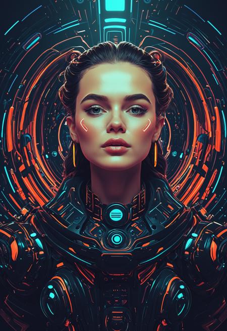 Abstract style <lora:Beeple_retrofuturism-000005:1>,Beeple style,retrofuturism, . Non-representational, colors and shapes, expression of feelings, imaginative, highly detailed