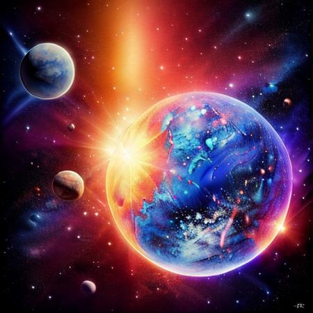 planet，space, no humans, earth \(planet\), sun, scenery  <lora:glareUniverse:1>