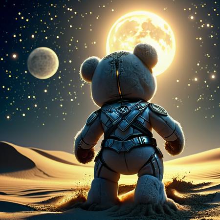 world of christmas plush stuffed teddy bears, side view, shot from behind,The Moon Knight dissolving into swirling sand,moon in the sky,volumetric dust,cinematic lighting, (HD, masterpiece, best quality, hyper detailed, ultra detailed, super realistic),amazing, xmastedx, furrification, pawpads, clothed_animal, :3, :<, furry, MJ5212Midjourneymimicsdxl, MJ52_v2.0Midjourneymimicsdxl<lora:sdxl\plushtoys\Christmas-Rockin_teddies_sdxl1.0.safetensors:0.5700000000000001:0.5700000000000001> <lora:sdxl\plushtoys\plush_SDXL.safetensors:0.45:0.45> <lora:sdxl\Midjourneymimicsdxl\MJ5212Midjourneymimicsdxl.safetensors:0.43:0.43> <lora:sdxl\Midjourneymimicsdxl\MJ52_v2.0Midjourneymimicsdxl.safetensors:0.43:0.43>