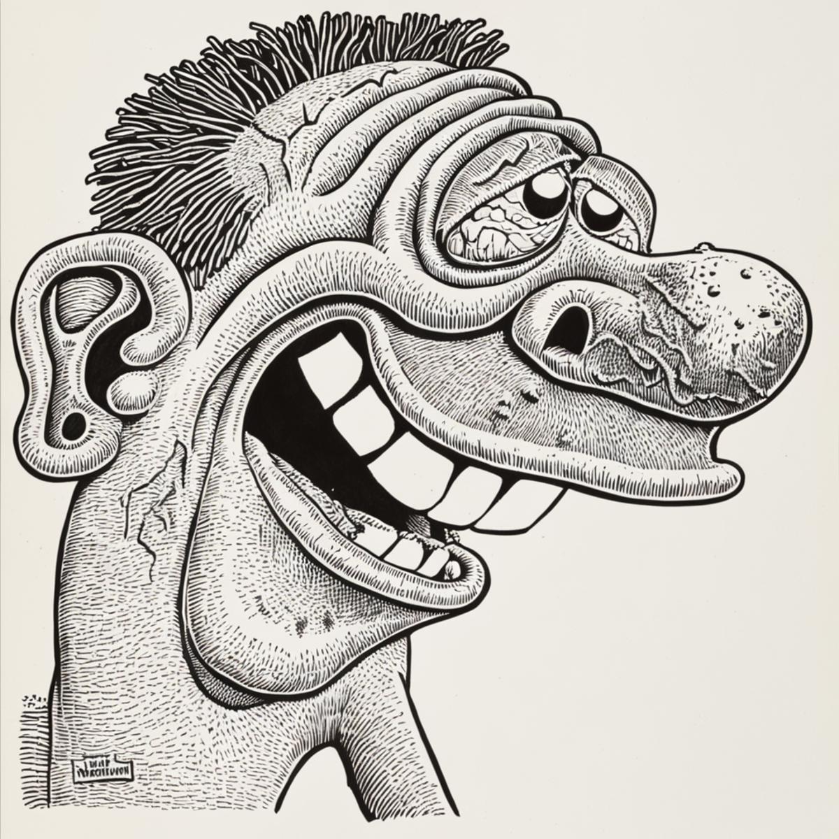 Basil Wolverton "Spaghetti and Meatballs" Style LORA image by beauxcphus23