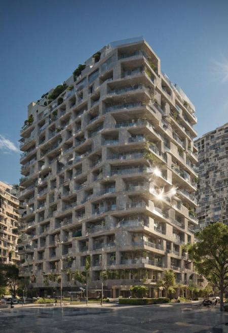 (((Modern style architecture, housing, luxury residence))),
outdoors, sky, tree, blue sky, no humans, ground vehicle, building, scenery, reflection, city, cityscape, bare tree, skyscraper, real world location,
(Large Files, Ultra Realistic, 8K, 16k, FHD, HD, VFX, Perfect, Photography, composition, Architecture Sales Photography, Architecture Competition, Ultra High Resolution, Cinematography, High Resolution Image:1.1), (dramatic lighting, direct sunlight, ray tracing, clear shadow:1.2), (real landscape:1.1), (blurred background:1.0), (urban background, more_details)  
(avant-garde, future, reality, science fiction, photorealistic), (modern architecture:1.2), White limestone with black granite, fountain, waterfall, landmark, square, path, narrow street,
(Large Files, Ultra Realistic, 8K, 16k, FHD, HD, VFX, Perfect, Photography, composition, Architecture Sales Photography, Architecture Competition, Ultra High Resolution, Cinematography, High Resolution Image:1.1), (dramatic lighting, direct sunlight, ray tracing, clear shadow:1.2),  (real landscape:1.1), (blurred background:1.0), (urban background, more_details) ,
great lighting, clear, extremely detailed, vertical