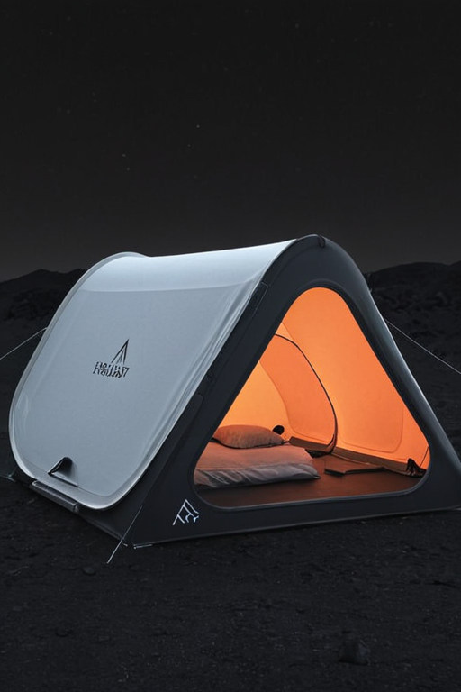 tent, glow, ((daniellepik)), ((lemanoosh)), product shot, sleek minimalist futuristic product design <lora:Sleek_Product_Design:1>