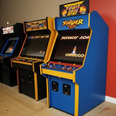 street fighter, arcade, arcade cabinet, CyberRealistic_Negative
