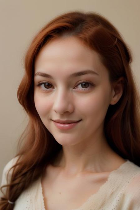 1girl, ginger, face, light hazel eyes, joyful