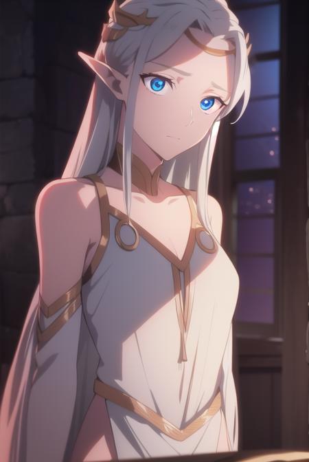 fymryn, <lora:fymryn-lora-nochekaiser:1>,
fymryn, goddess mene, pointy ears, elf, white hair, 
BREAK choker, circlet, white dress, dress,
BREAK looking at viewer,
BREAK outdoors,
BREAK <lora:GoodHands-vanilla:1>, (masterpiece:1.2), best quality, high resolution, unity 8k wallpaper, (illustration:0.8), (beautiful detailed eyes:1.6), extremely detailed face, perfect lighting, extremely detailed CG, (perfect hands, perfect anatomy),