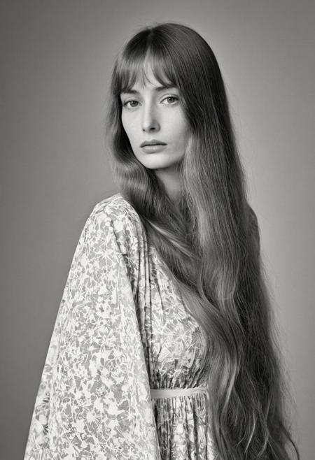 Extremely beautiful woman,very long hair, masterpiece,  1960s tyle portrait photograph by Richard Avedon, Rolleiflex medium format tlr