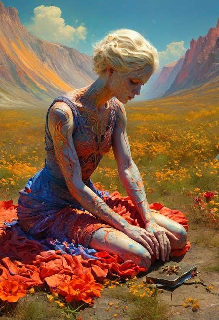 (art by Ivan Pokhitonov and Nikolai Triik and Maxfield Parrish:1.2), ( award winning, (aesthetic of abstract landscape with wailing atmosphere:0.1), depth peeling, clear scene, f/16, symmetry and balance, hyperrealistic, intricate abstract, intricate artwork, abstract style, otherworldly, mesmerizing parallel dimension, gravity defies logic, abstract masterpiece, interplay of floating objects, distorted silhouettes, vivid hues, ethereal light, highly detailed,,,Leica Q2 with Summilux 35mm f/1.2 ASPH(Francis Drake : 1,2) ((best quality)), (artistic photography by Philippe Halsman and Ara Gler:1.2), (bubblegumpink and striped colors:0.1), <lora:MJ52:0.65>
, modelshoot, pose, , (award winning photo macro shot of a beautiful young woman lying , , dynamic lighting, cinematic still, pale skin, screencap, 100mm f/2.8 macro lens, on the knees)(art by Ivan Pokhitonov and Nikolai Triik and Maxfield Parrish:1.2), (electricity and disembodied atmosphere, urban decay with neon accents, aesthetic of medieval art:0.1), 
 battle stancevibrant,  , highly detailed,byJocelyn Hobbie and Charles Dwyer, Triadic color guide,Leica Q2 with Summilux 28mm f/1.7 ASPH, ,clear face, Ultra High Resolution,