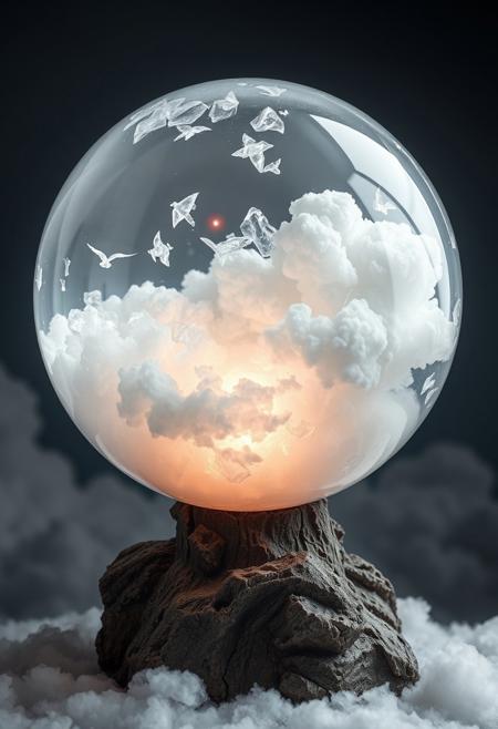 A Highly Detailed White Crystal Orb Full of Clouds