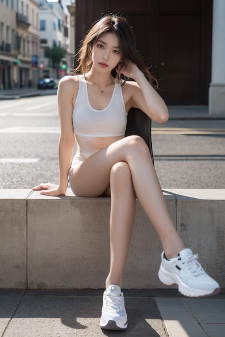 RAW photo,
small breasts,skinny arms,slim body,skinny girl,
8k uhd,dslr,soft lighting,high quality,film grain,(outdoors:1.4),(street:1.3),Fujifilm XT3,1girl,chair,masterpiece,(crossed_legs:1.5),best quality,(shoes:1.5),(slender leg:1.3),realistic,unity 8k wallpaper,
(masterpiece, best quality),