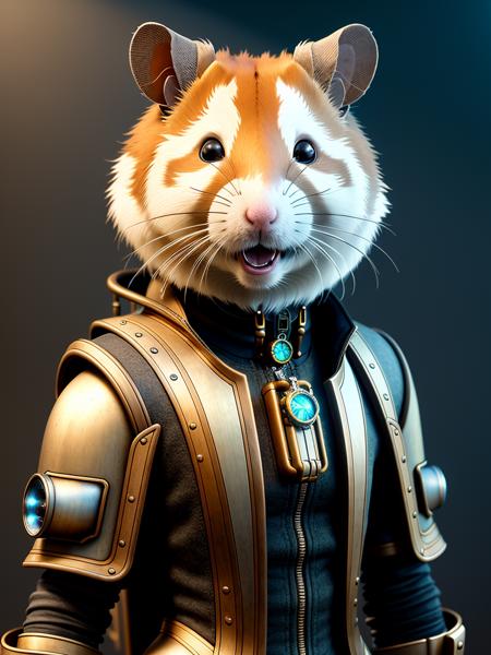 anthropomorphic hamster steampunk half - cyborg, fantasy, intricate, elegant, highly detailed, digital painting, artstation, concept art, smooth, sharp focus, contemporary fashion shoot, by edward robert hughes, annie leibovitz and steve mccurry, david lazar, jimmy nelsson, extremely detailed, hyperrealistic, perfect face, octane render, 8k uhd, studio quality, ultra realistic, max detail, massive scale, post-processing, realistic, photorealism, photoshop, photography, raytracing, octane render