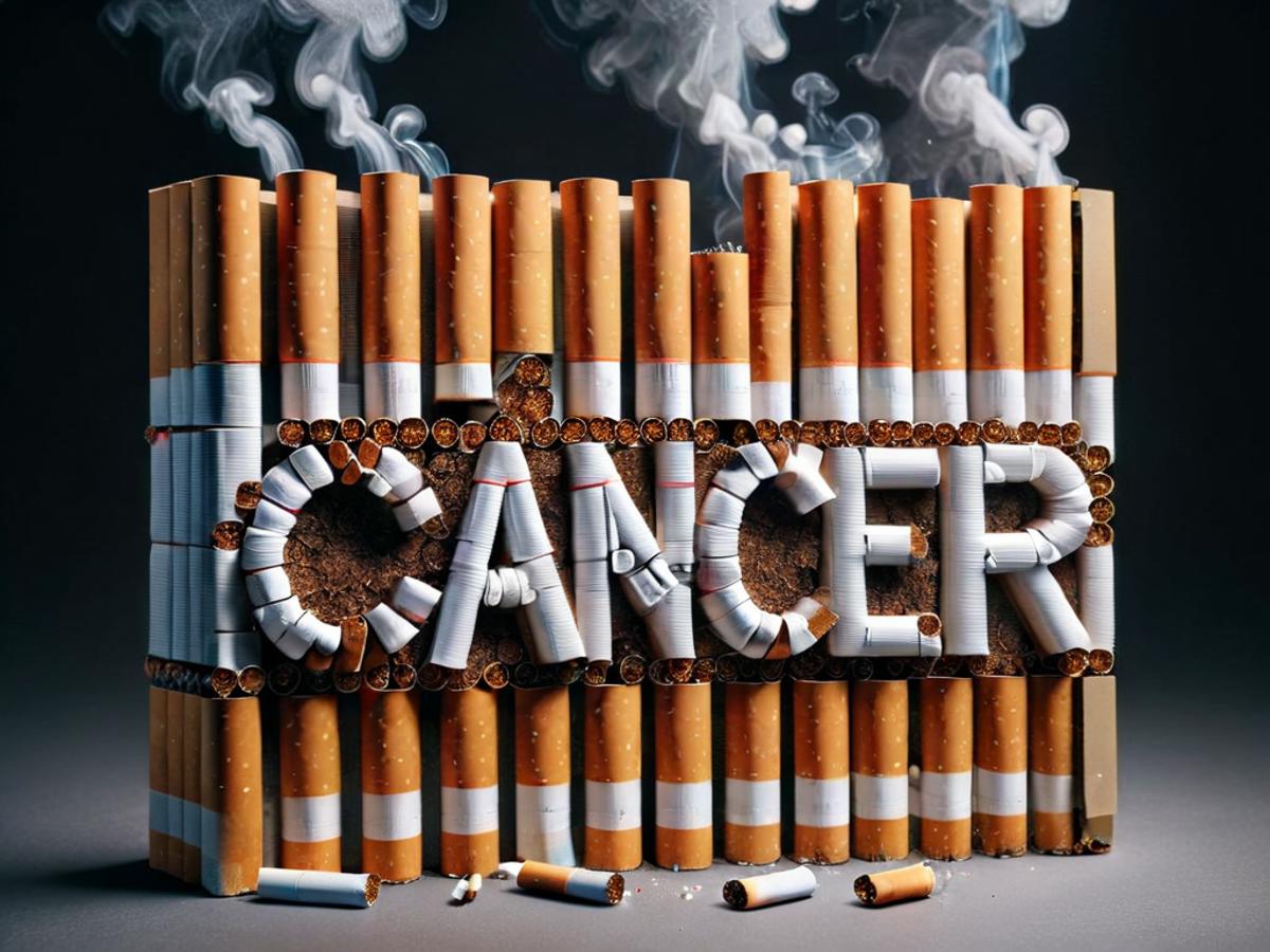 Cigarette Cancer Sign Made from Cigarettes