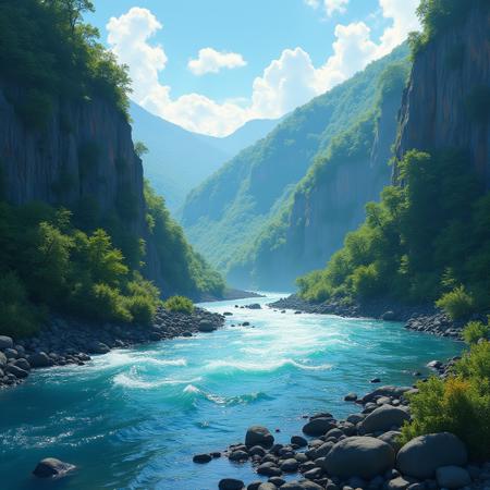 rimuru tempest is in the river enjoying nature,