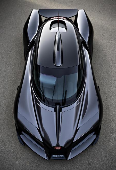 A wide angle shot of a Bugatti EB112 yfg-hpr. Picture taken from above.
