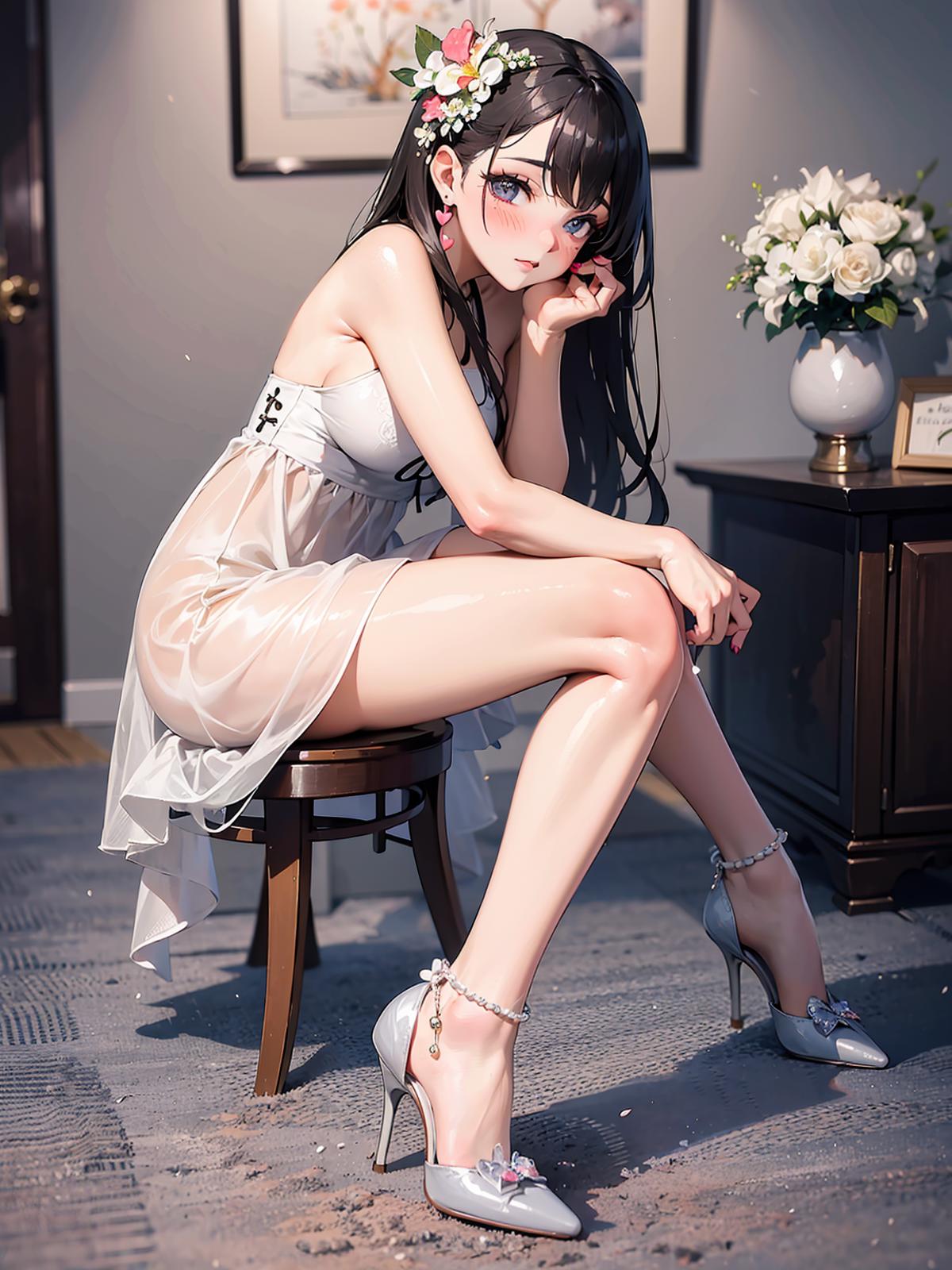 Floral Bow Crystal Pointy Heels | 仙女尖头高跟鞋 image by Ananovo