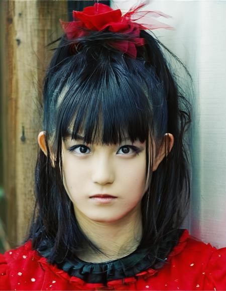 realistic, photorealistic, detailed, beautiful, RAW photo, film grain, (natural lighting :1.2), japanese, 1girl, raw photo, photo background, black hair, s0zukav2, red outfit, face focus, portrait,<lora:s0zukav2:1>, suzuka nakamoto, big eyes, asian, 20 years old woman