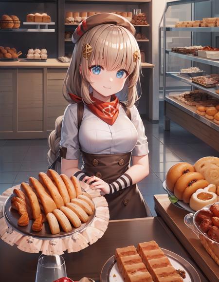 (extremely detailed CG unity 8k wallpaper),(masterpiece), (best quality), (ultra-detailed), (best illustration),(best shadow), (sharp eyeliner, eyeshadow, detailed eyes:1.1), bakery
,BREAK
FNC, smiling
<lora:FNC:1>