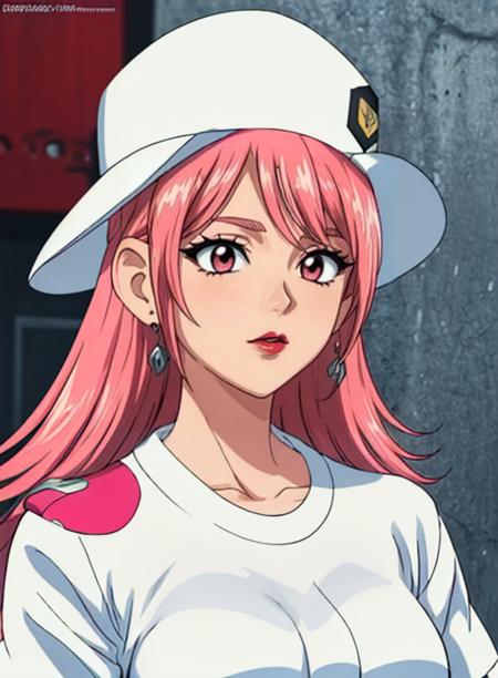 yuki, pink hair, lipstick,