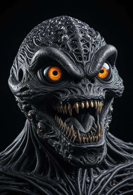 masterpiece,ultra-high resolution,incredible composition,extremely detailed, forged carbon
monster  with googly eyes, sharp teeth, rage extraterrestrial inside it, in space. made of enchanted  Macabre made of forged carbon