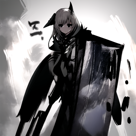 <lora:dark_knight:1.4>, dark, face, looking at viewer, chaotic, greyscale, fercious, calligraphy brush, knight, head armor