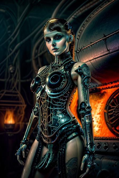 "A whimsical humanoid AI in a steampunk universe, her mechanical features crafted with brass, gears, and clockwork, delicately fused with organic materials like wood and lace. She wears a victorian-inspired dress with intricate designs, holding a glowing gear-shaped artifact. Her expression is serene, her blue eyes reflecting the light of a glowing steam engine in the background. Art style: vibrant and detailed, with warm metallic tones and vintage aesthetics." face close up,
NEG_EMBED_STABLE_YOGI_V3, cyberg1gerng, cyberg1gerng face,