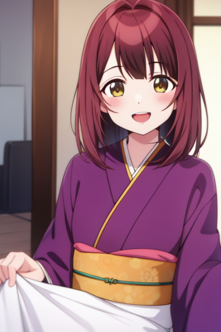 inazukinozomi, kimono, pov, looking at viewer, smiling, blush, open mouth, upper teeth only