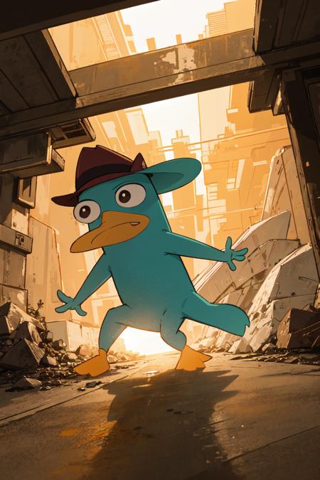 good detailed, (glowing background),
, masterpiece, best quality, wide-angle Hyperdetailed, masterpiece, 8k, natural lighting, soft lighting, sunlight, HDR (High Dynamic Range), Maximum Clarity And Sharpness, Multi-Layered Textures,
Perry the Platypus,
 <lora:Perry:0.6>