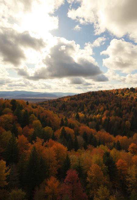 ultra HD, high quality, 4K, photo, extremely detailed, 8k, high quality, Source_photo, real photo, sharp, highly detailed and hyper realistic,masterpiece, masterpiece, best quality, vivid colors, high quality, RAW photo, France, dream nature, primeval wild, picturesque forest, bright clouds, beautiful sky, sun, epic landscape, autumn, autumn colors, colorful scenery,