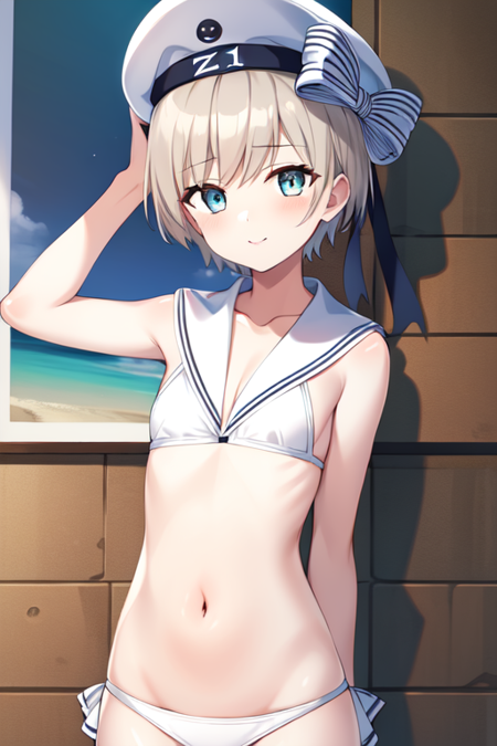 z1lebKC, 1girl, solo, short hair, blue sailor collar,blue dress, hat, sailor dress, sailor hat, short hair,long sleeve