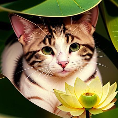 A Cute Kitten sitting on a lotus, cutest, <lora:eyesgen:0.4>,  looking a viewer, intricate cat iris, close up eyes, 1 eye