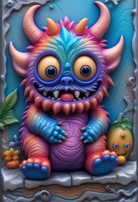 novuschroma54 style, cute monster, adorable
