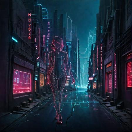 The outline of a faceless woman, through the outline the viewer can see a cyberpunk city street, smoky, double exposure, red and black <lora:Neon_Cyberpunk_Papercut_SDXL:1> <lora:Sharam_Diniz:1>