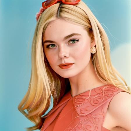 a photo from a 1960 teen magazine, blonde model, wearing trendy spaghetti strap dress, detailed skin, detailed eyes, detailed iris