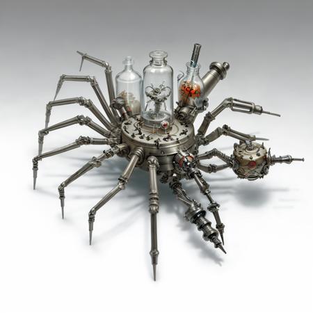 <lora:clockworkspiderV2:.7> , clockworkspider   syringe