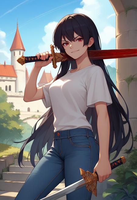 [Pony Diffusion V6 XL DoRA] Sword Over Shoulder | Concept v1.0