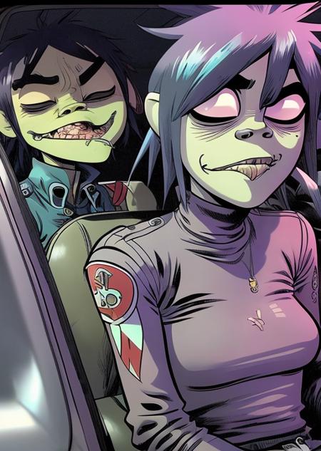 gorillazstyle, a woman in the backseat of a police car