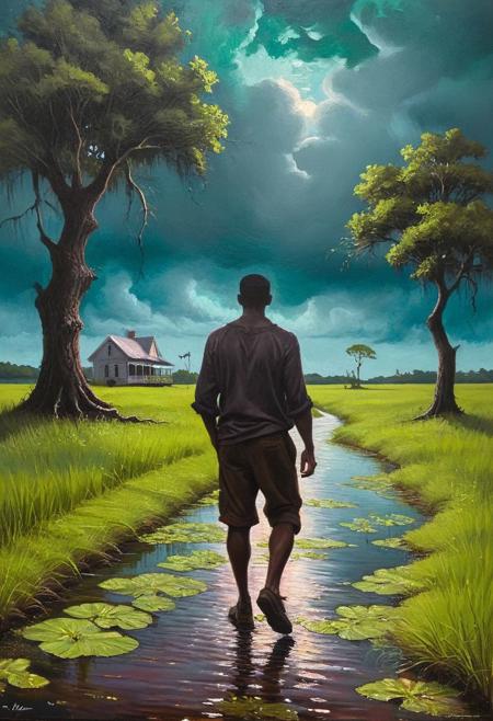 irish man in a strange land of New Orleans near the lakes of Ponchartrain and a dark beautiful Creole girl walking towards him, oil painting, award winning, (masterpiece, best quality:1.4), <lora:add-detail-xl:-1>, <lora:xl_more_art-full_v1:1>