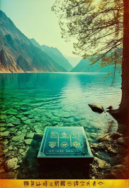 Hyoer Realistic:2.0)Polaroid picture of A Ultra-realistic landscape of Lake Baikal, Russia, showcasing its pristine waters and surrounding mountains. The scene features a serene atmosphere with a clear blue sky and gentle sunlight reflecting off the lake's surface. Include a variety of flora and fauna endemic to the region, such as Siberian larch trees and Baikal seals. The image should highlight the lake's deep blue color and its status as the world's largest and deepest freshwater lake.
BREAK Hyoer Realistic:2.0)Polaroid picture of A futuristic, neon-lit table, adorned with ancient Egyptian hieroglyphics and symbols. The album cover, designed by Shusei Nagaoka, features a gleaming, metallic pyramid at its center, surrounded by swirling patterns of gold and lapis lazuli. The band's name, Earth, Wind & Fire, is emblazoned in bold, futuristic letters, while the album title, 'Kemetic Odyssey,' is written in hieroglyphics.